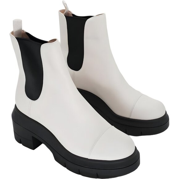 Stuart Weitzman Women's Norah Lug Sole White Boots - Size 5 - Picture 4 of 6